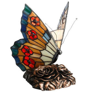 Quoizel Orange Butterfly Tiffany Light Accent Lamp